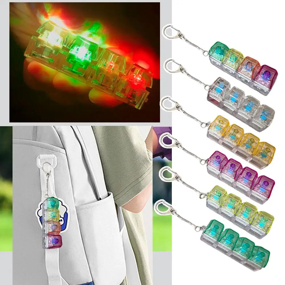 Teclado de 4 teclas Fidget llavero regalo alivio del estrés Clicker Fidget teclado con herramientas de descompresión LED mochila llavero colgante