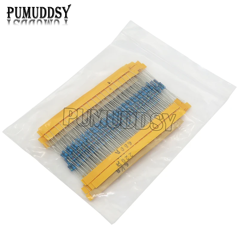 

400PCS/LOT 1/4W Metal Film Resistor Assortment Kit 10 Ohm - 1M Ohm Resistance Set 1K 10K 4.7K 470 680 Ohm Electronic Resistors