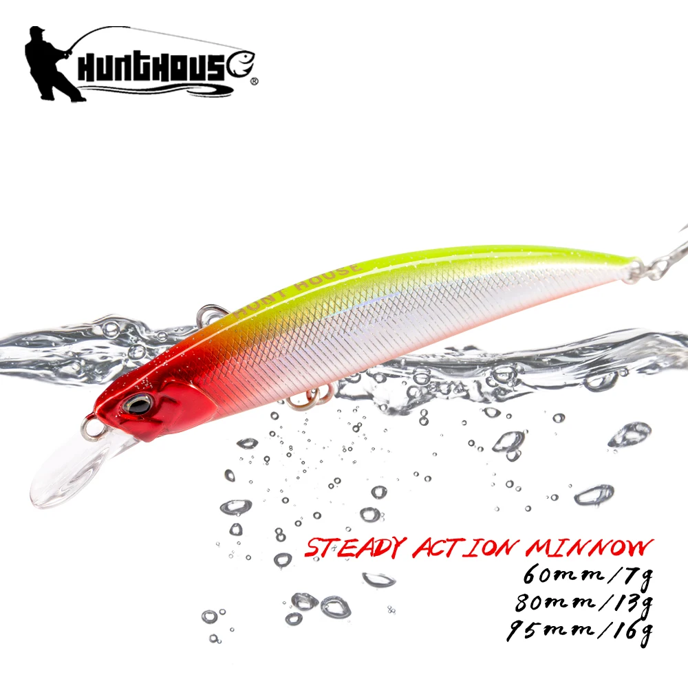 Hunthouse Sinking Minnow Fishing Lure 60mm/7g 80mm/13g 95mm/16g Swimbait Tune Jerkbait hard bait wobblers bass perch fish tackle