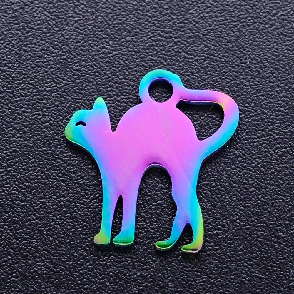 5pcs/lot Rainbow Dog Cat Paw DIY Charms Wholesale 316 Stainless Steel Unicorn Pendant Bear Hummingbird Dove Connectors Charm