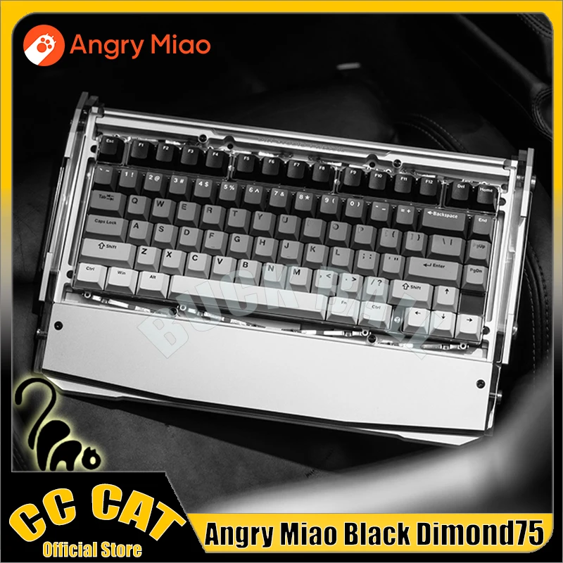 

Angry Miao Dry Studio Black Diamond75 Mechanical Keyboard Wireless Charger Keyboard Leaf Spring Hot-Swap Office Gaming Keyboard