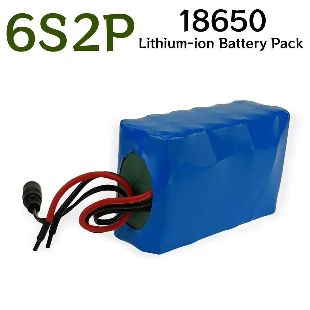 25.2V 24V 6S2P 6800mAh 18650 Lithium Battery Pack 24V with BMS for Electric Bicycle Moped Optional plug + 2A charger