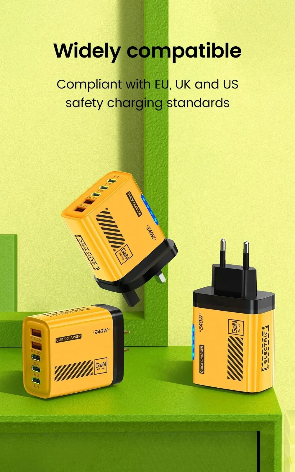 240W GaN 5 in 1 Desktop Charger USB C PD QC 3.0 Fast Charging Charger For MacBook iPhone 17 16 15 Pro Samsung Xiaomi EU US Plug
