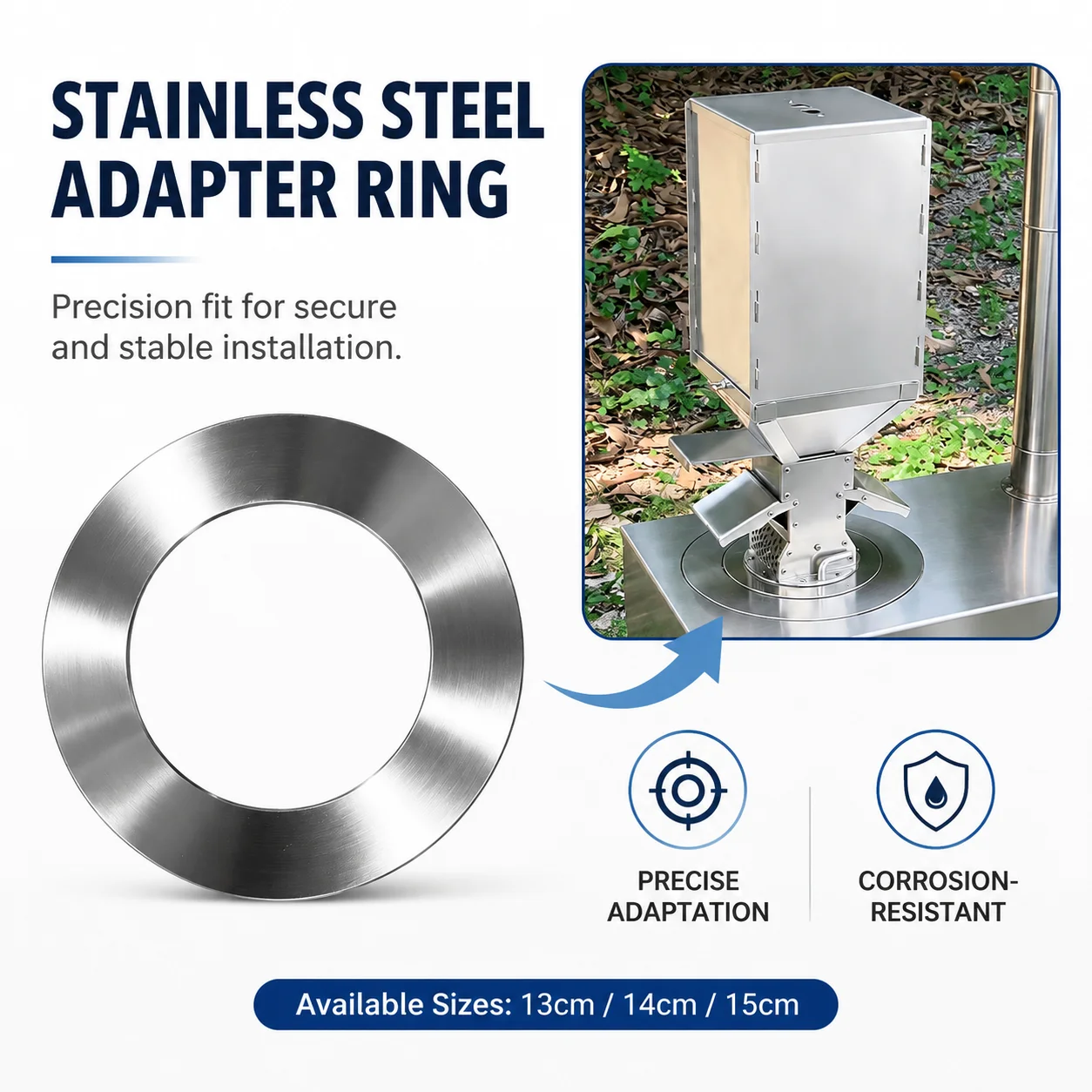 Firewood Stove Adapter Ring, Suitable For Pellet Burner Assembly, Stainless Steel, 15cm/14cm/13cm, Outdoor Stove Assembly Part