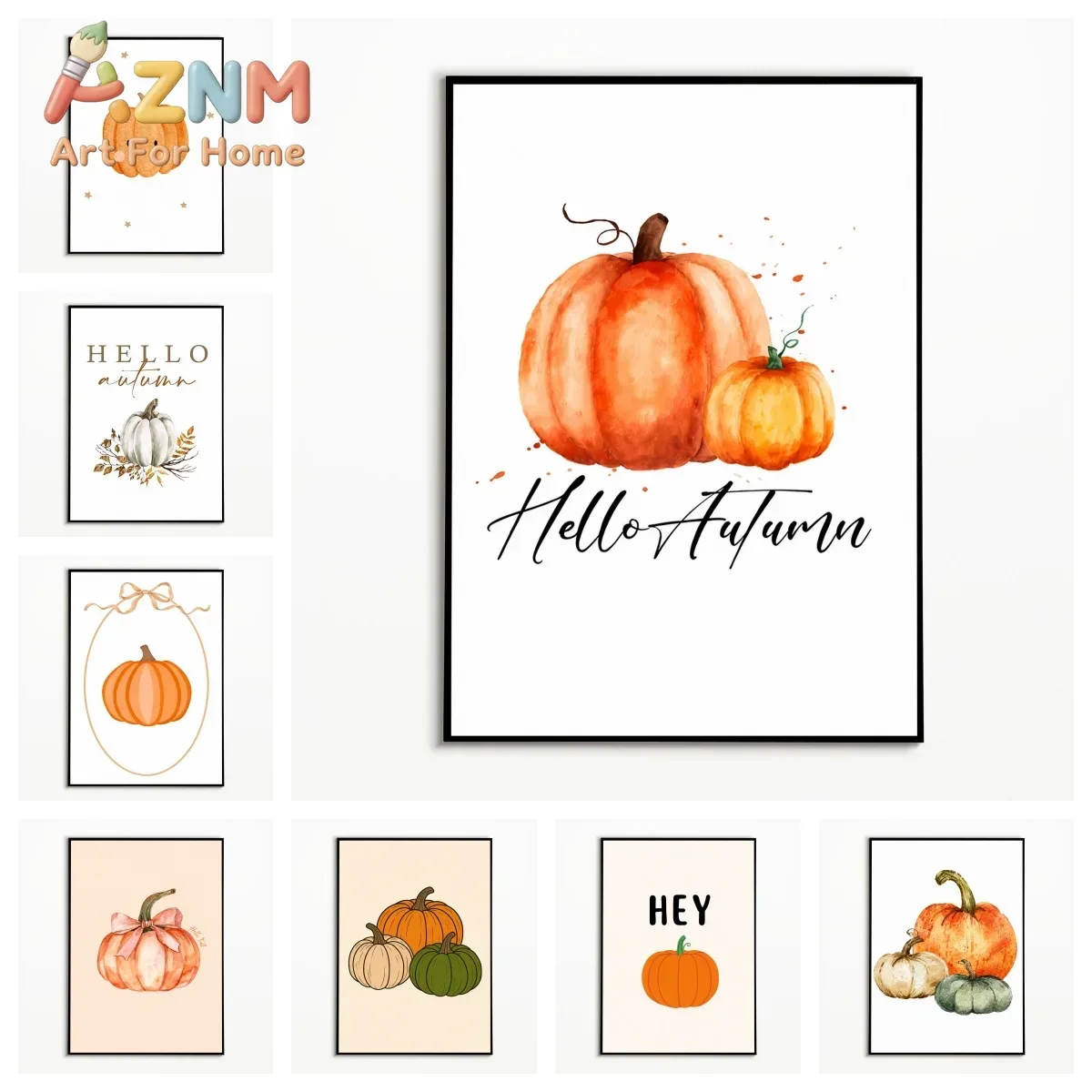 1PC Harvest Wall Art Hello Autumn Pumpkin Poster Halloween Canvas Painting Home Office Decor Room Wall Decor Gallery Wall Prints