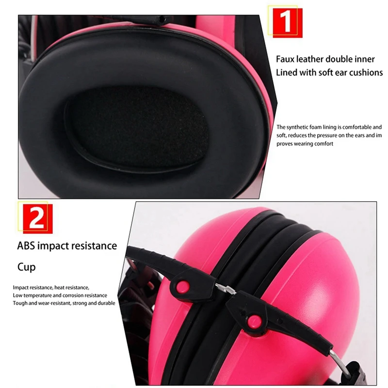 2X Anti-Noise Ear Muffs Noise Protection Hearing Protection And Noise Cancelling Reduction Ear Muffs Pink & Green