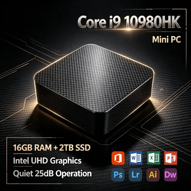 Intel i9 10980HK Portable Mini Computer 16GB DDR4 M.2 SSD Triple 4K WiFi6 Silent Cooling Office Home Desktop 2026 Pro