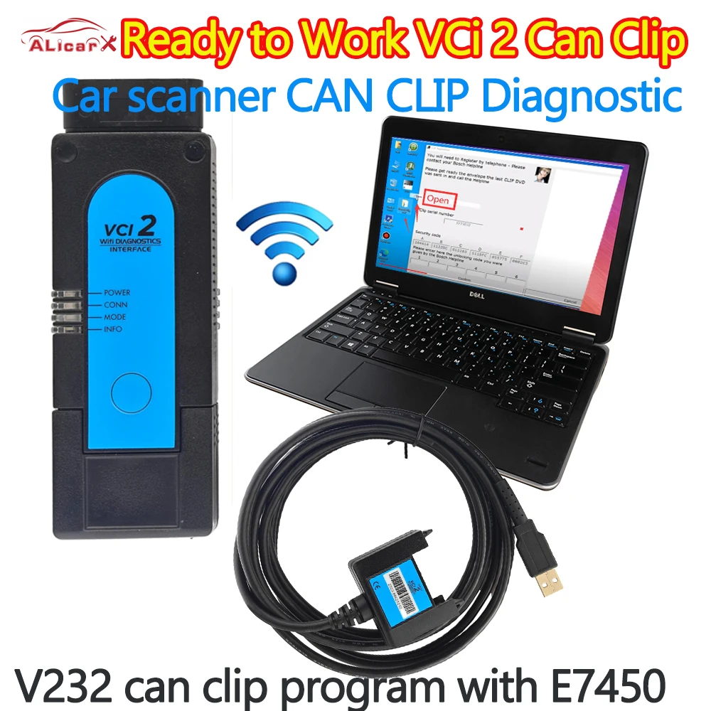 

Can Clip vci2 WiFi Obd2 Automatic Diagnostic REPROG CAN CLIP cars Repairing Tool installed well in E7450 laptop ready to work