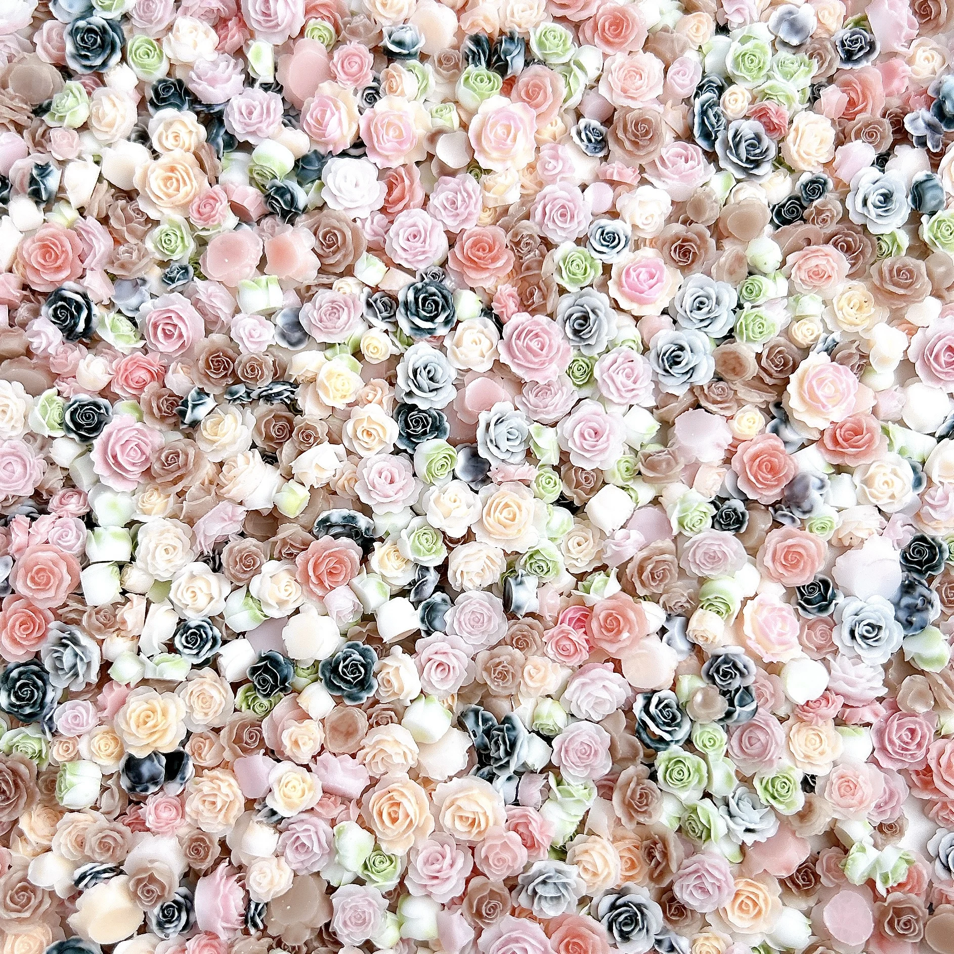 50 pçs vários estilos peônia camélia resina decorações da arte do prego minimalista colorido rosa encantos do prego acessórios diy artesanato do prego