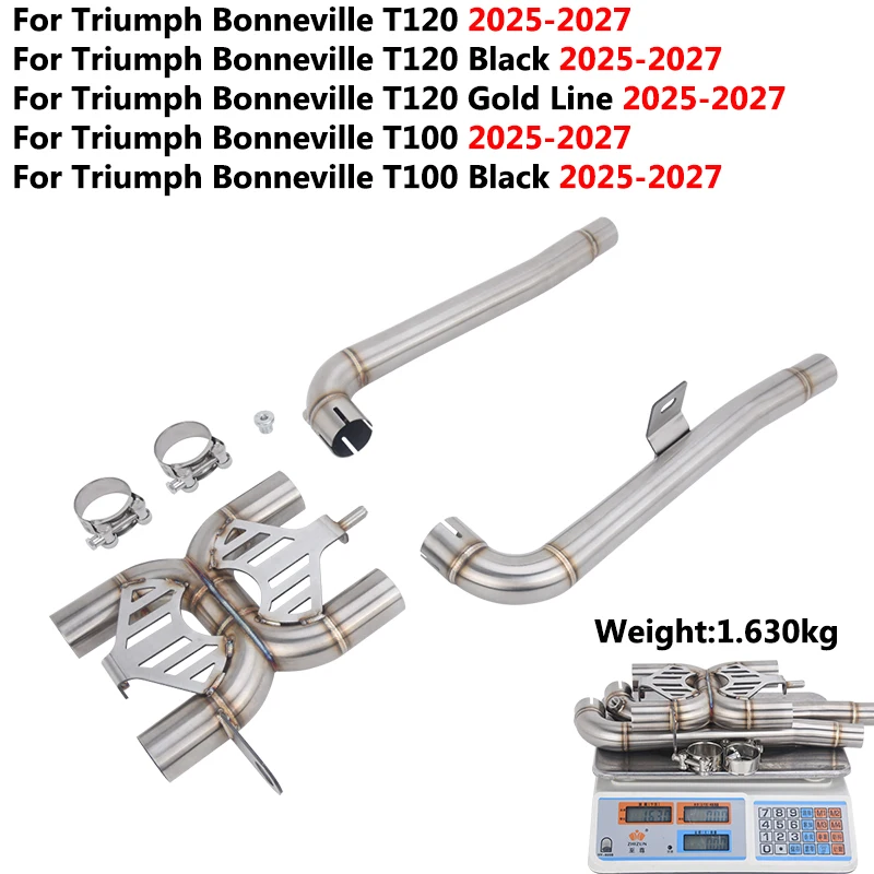 For Triumph Bonneville T120 Black Gold Line T100 2025 - 2027 Motorcycle Original Exhaust Escape Systems Modify Muffler Link Pipe