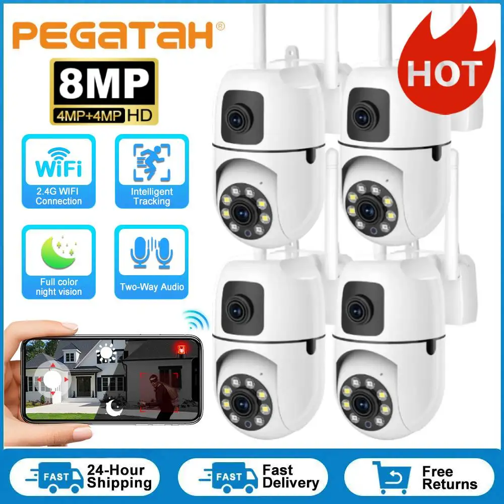 

8MP 4K PTZ WiFi Camera Dual Lens 4X Zoom Night Vision Auto Tracking Wifi Surveillance Camera CCTV IP Camera Security Protection