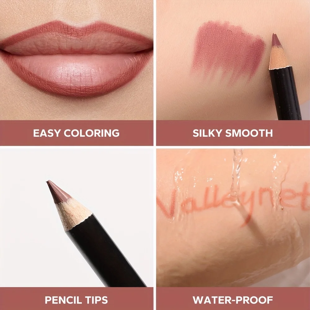 2pcs/Set Nude Brown Matte Lip Liner and Lipstick Combo Set, Lip Liner Makeup Long Lasting Waterproof Lip Liner for Women