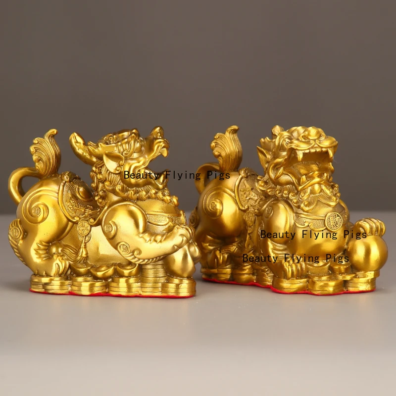 1 Pair Metal Pixiu Ornament Home Decoration Zhaocai Pixiu Ornament Chinese Feng Shui Accessories Metal Crafts Height 6.5-14cm