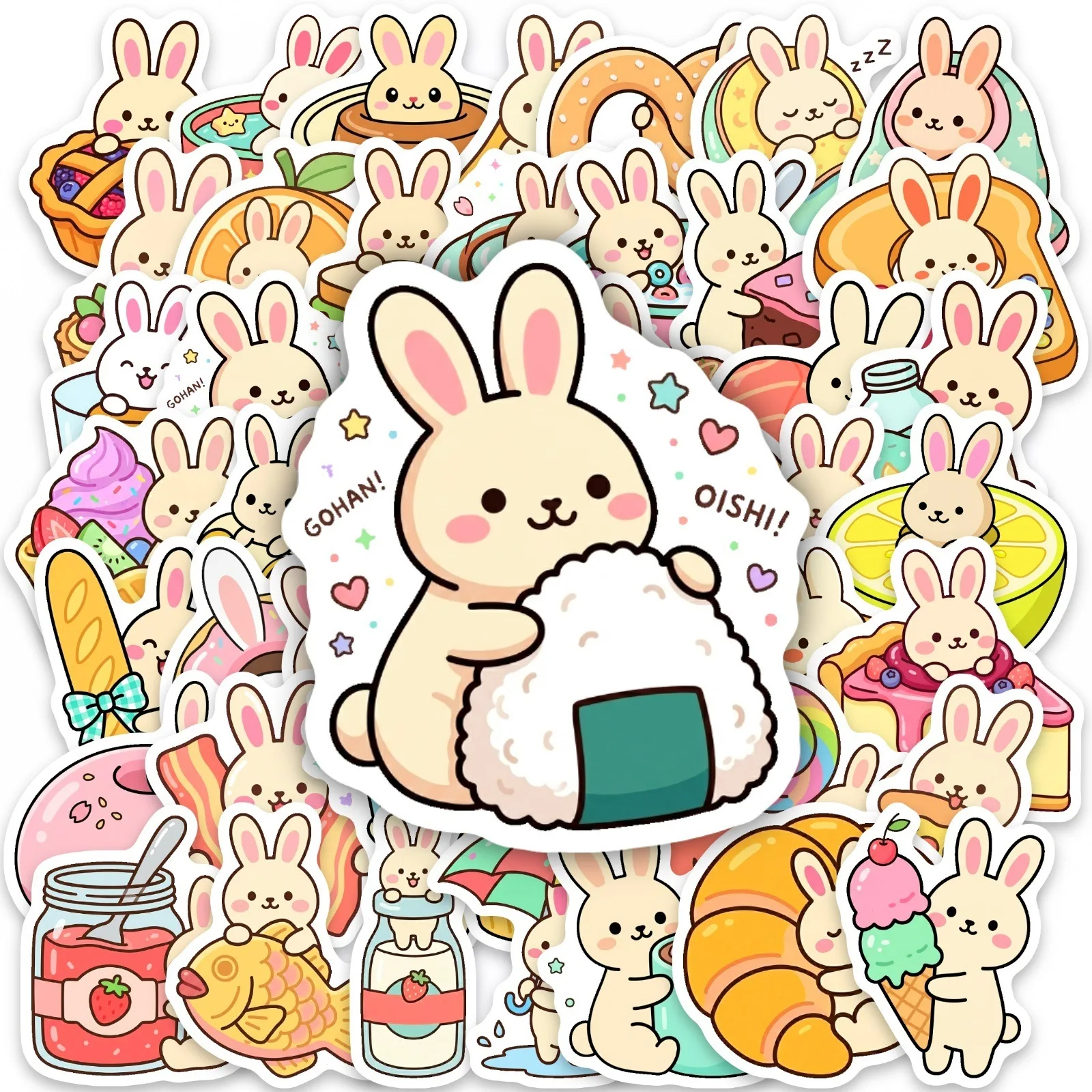 10/30/50PCS Cartoon Little Rabbit Baking Stickers Book DIY Skateboard Toys Guitar Luggage Suitcase Decoration Graffiti Sticker
