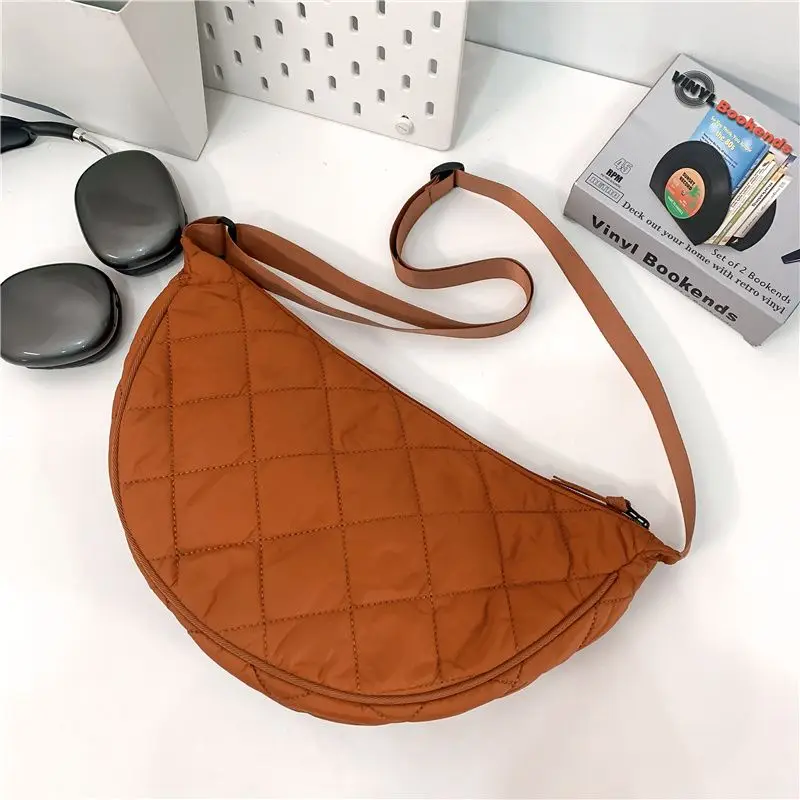 

Стеганые клетчатые сумки на плечо для женщин, простая нейлоновая ткань, сумка через плечо для девочек, женские сумки большой вместимости, кошельки-тоут