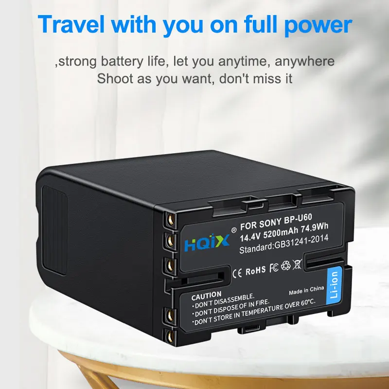 HQIX for Sony PXW-FS5K FS7 Z190 FS5M2 X160 X28 X200 FS7K X180 PMW-EX280 300K1 EX1 F3 F3K Game BP-U60 Battery