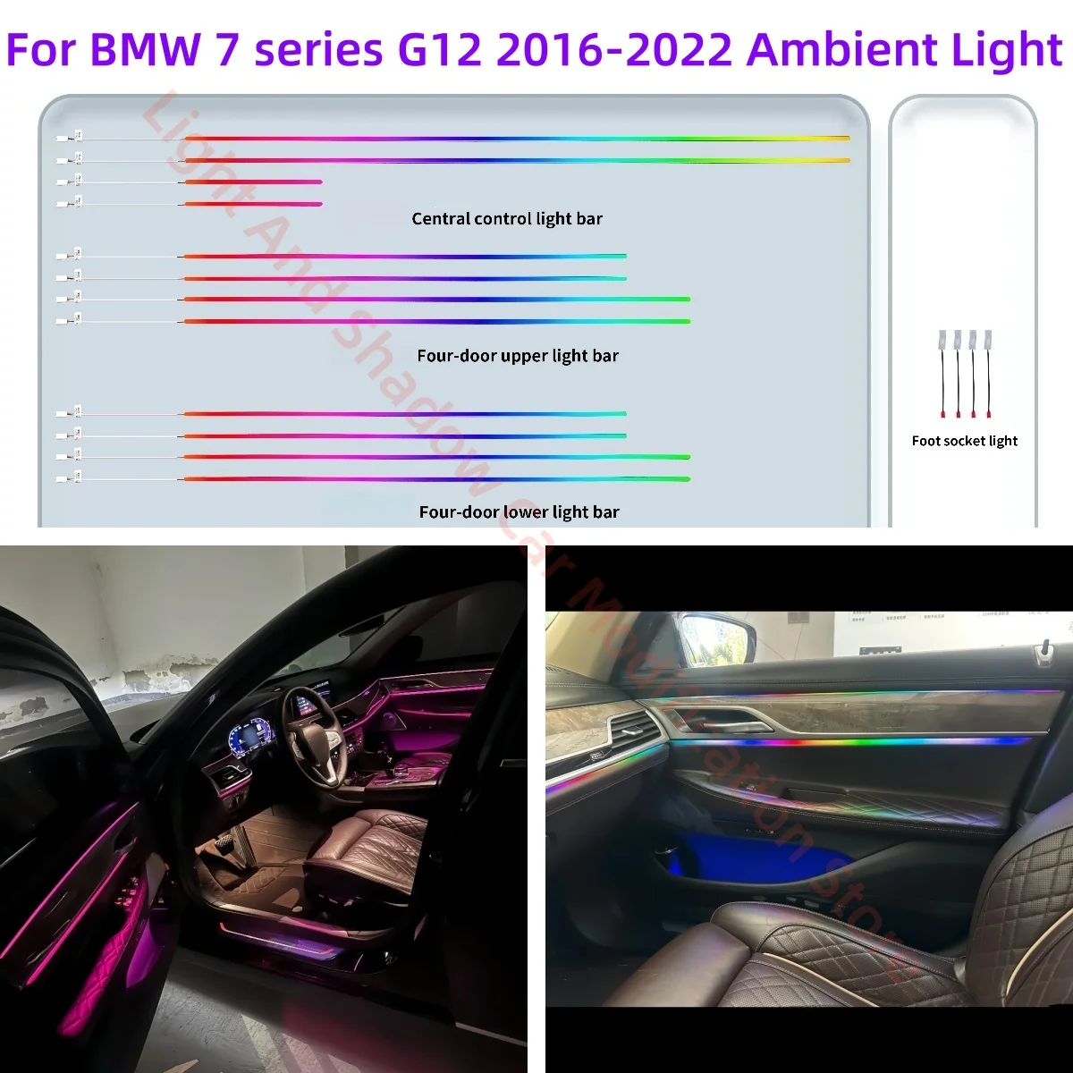 Ambient Light For BMW 7 series G12 2016-2022 LED Atmosphere Lamp Car interior lighting upgrade Car accessories  Screen control
