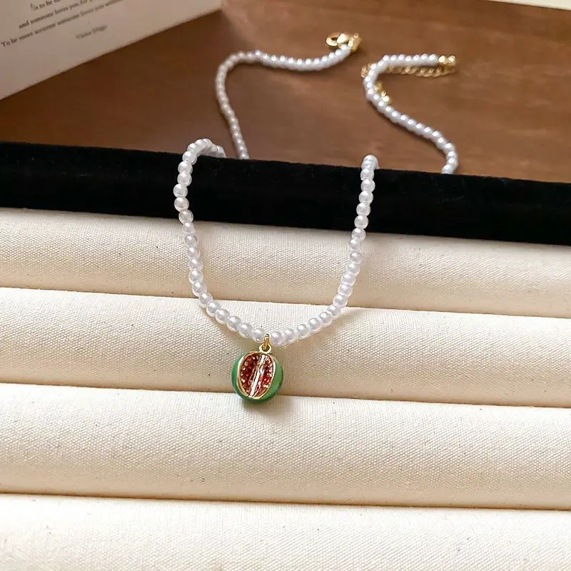 

Ajojewel Watermelon Cherry Strawberry Pear Mango Fashion Fruit Pendant necklace For Women