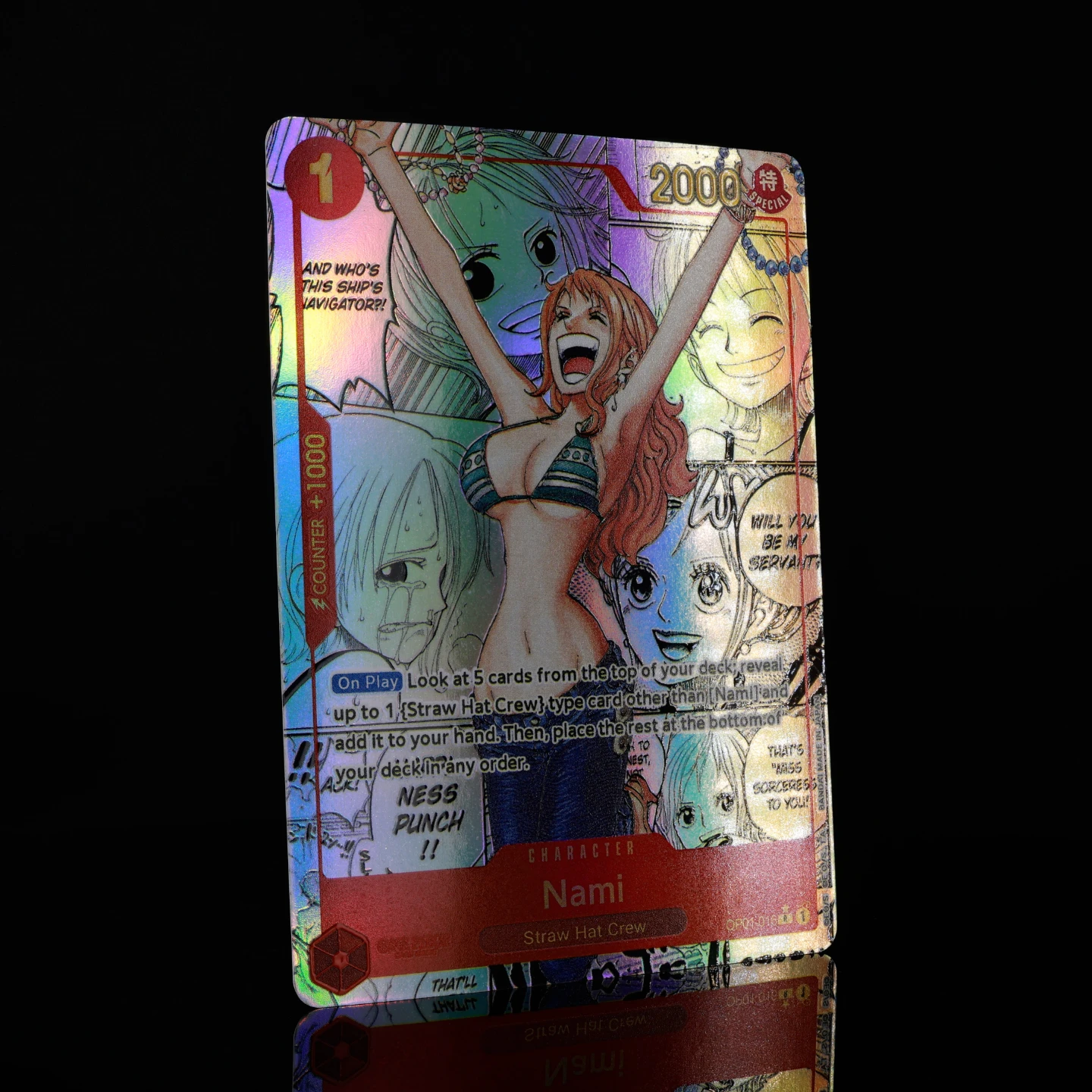 OP01-016 Nami One Piece TCG OPCG English Nami Manga Card Premium Booster 1 Cost Red Nami Manga Textured Foil Card