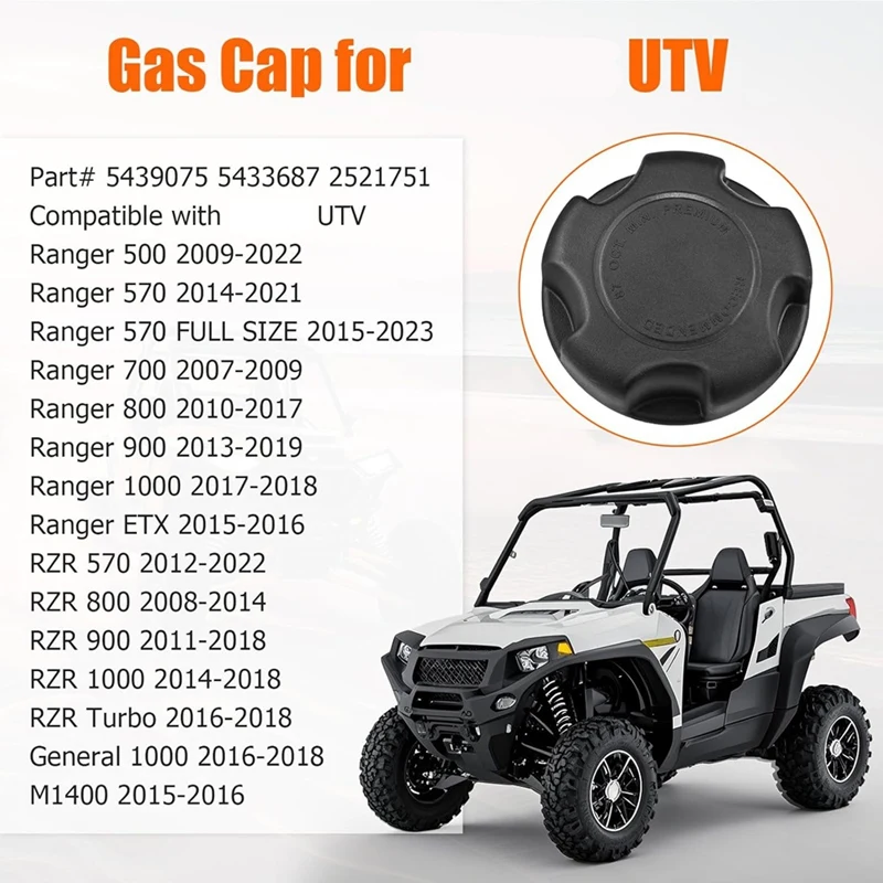 Gas Tank Cap For Polaris Ranger RZR Sportsman General 500 570 700 900 1000 XP Turbo ETX M1400 5439075 5433687 2521751