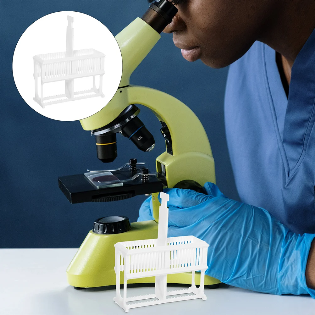 

2Pcs Laboratory Microscope Slide Holder 24-Slide Capacity Staining Rack Compact Design for Science Experiments