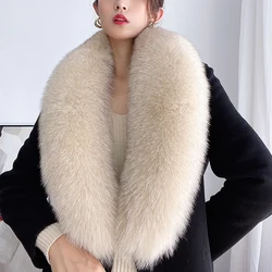 80CM Women's Natural Real Fox Fur Collar Neck Keep Warm Scarf Winter Coat Luxury Fox Scarves Decorate Fashion Big Shawl Female