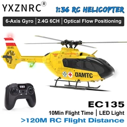 YXZNRC EC135 RC Helicopter with 6-axis Gyro 2.4G 6CH 1:36 Scale Flybarless Optical Flow Positioning Altitude Hold LED Light