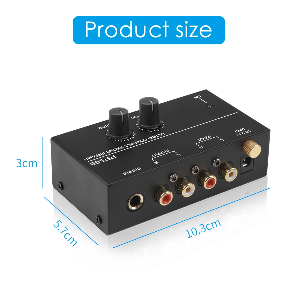 PP500 Phono Preamp Preamplifier Headphone Preamplifier Microphone Enlarge Mixer with Level Volume Control for Vinyl Turntable