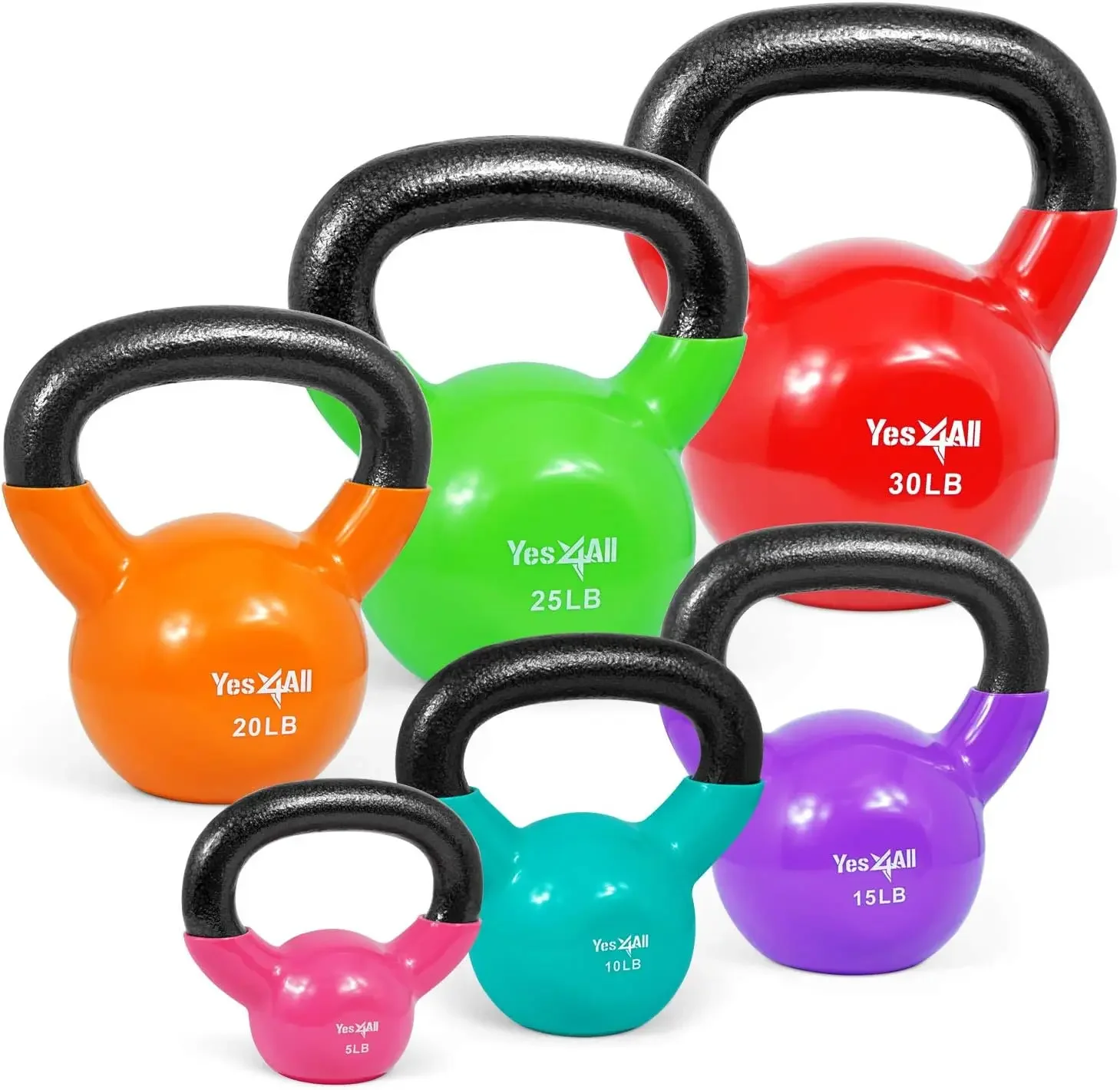 Kettlebell Set Vinyl Coated Weights Combo for Full Body Workout Equipment Push up, Grip Strength Training, Dumbbell Weig