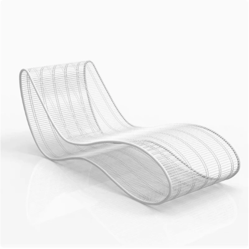 

Creative rattan bed outdoor hotel seaside swimming pool Internet celebrity stainless steel sofa
