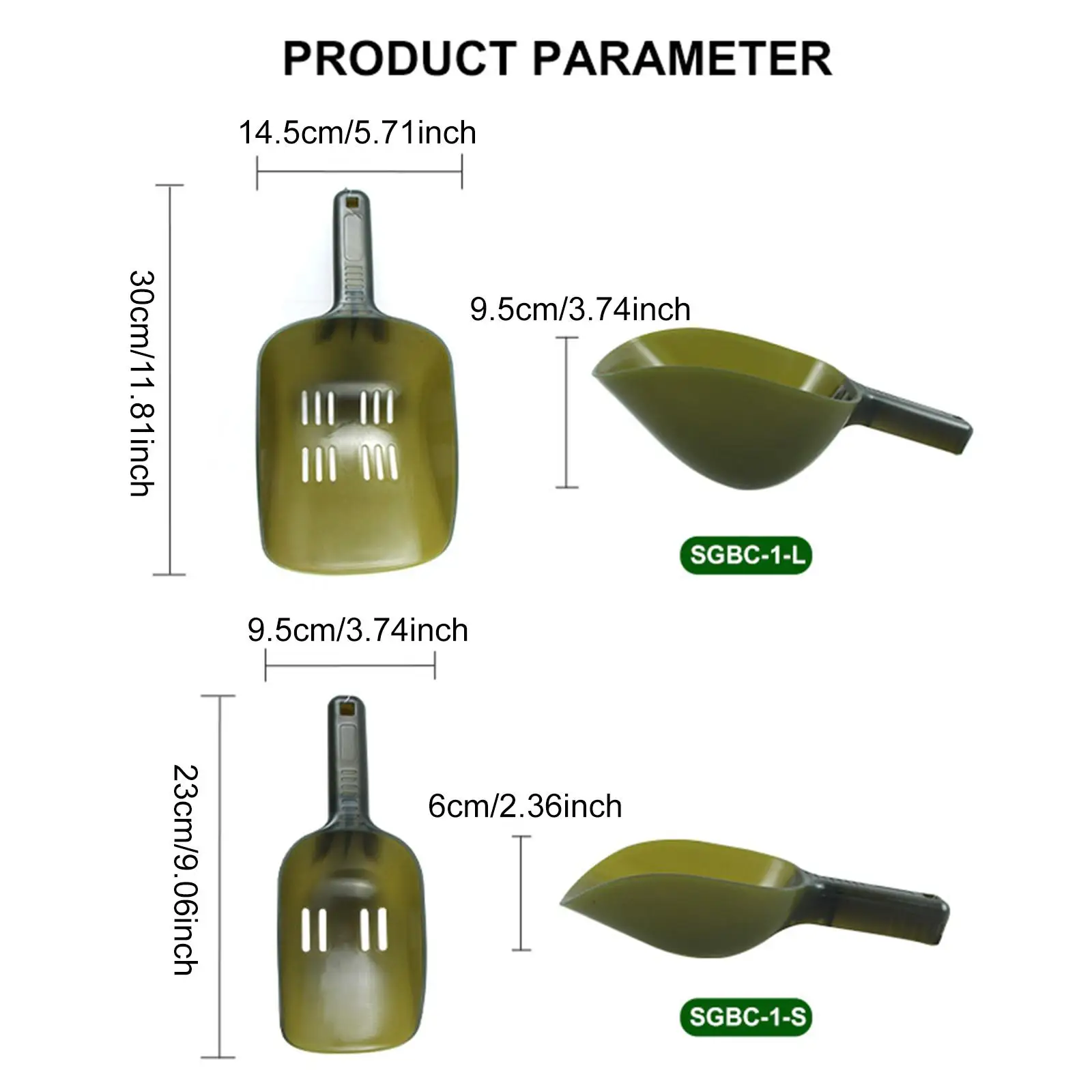 

Fishing Lure Scooper Deepened Shovel Carp Baiting Tackle Olive Color Drainage Water for Freshwater Saltwater Anglers