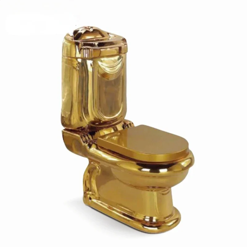 Chaozhou Manufacturer Sanitary Ware Two Piece Gold Plated Toilet Luxury Toile