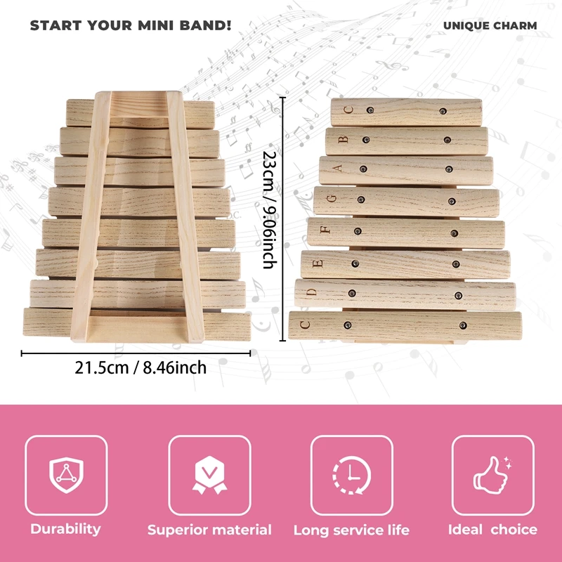Niños niños madera Natural 8 tonos xilófono juguete de percusión instrumento Musical para niños desarrollo de música