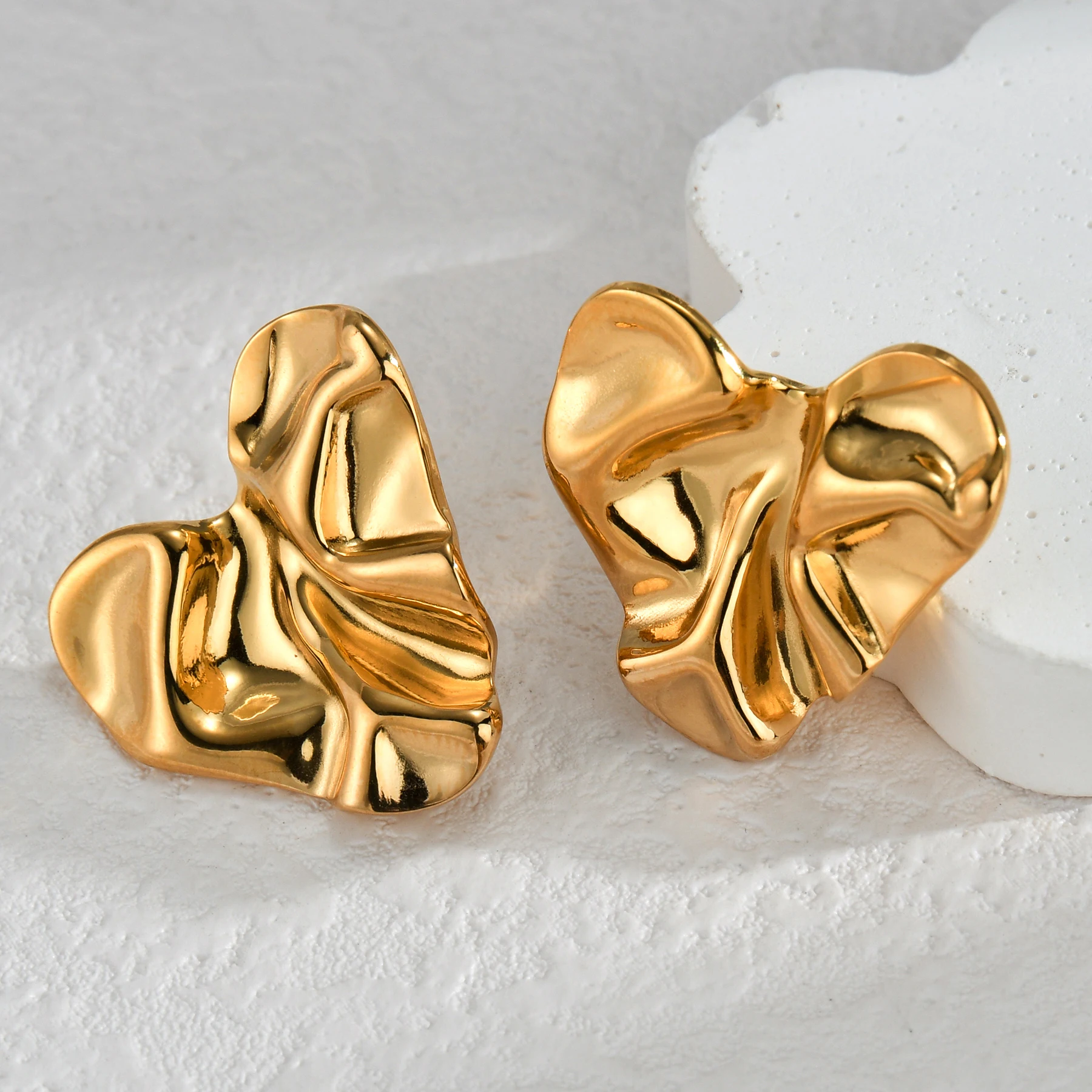 18K Stainless Steel Gold Plated Stud Earrings Accessories Luxury Trendy Heart Shaped Earrings Women wedding Couple Jewelry Gifts