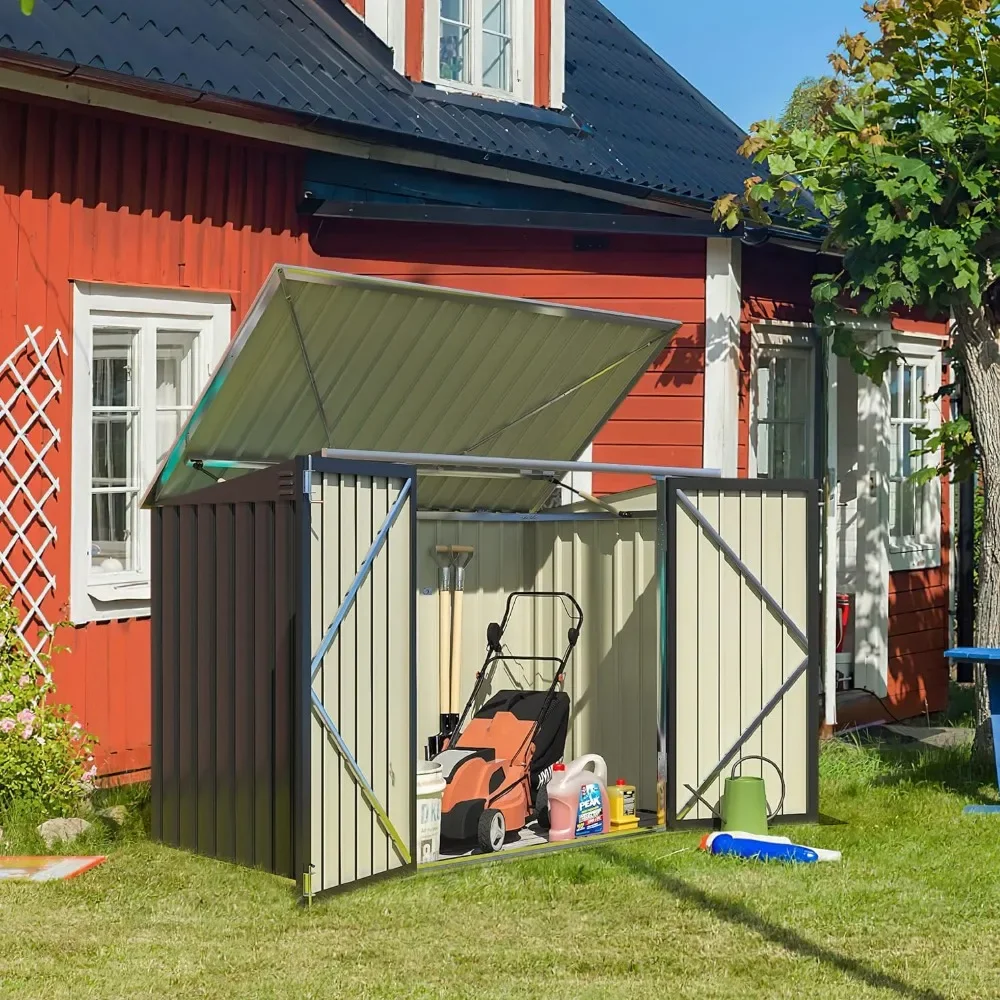 

Storage Shed Outdoor Storage Shed Metal Waste Shed With Cover Chain Hydraulic Pneumatic Pole for Lawn Tools Garden Buildings