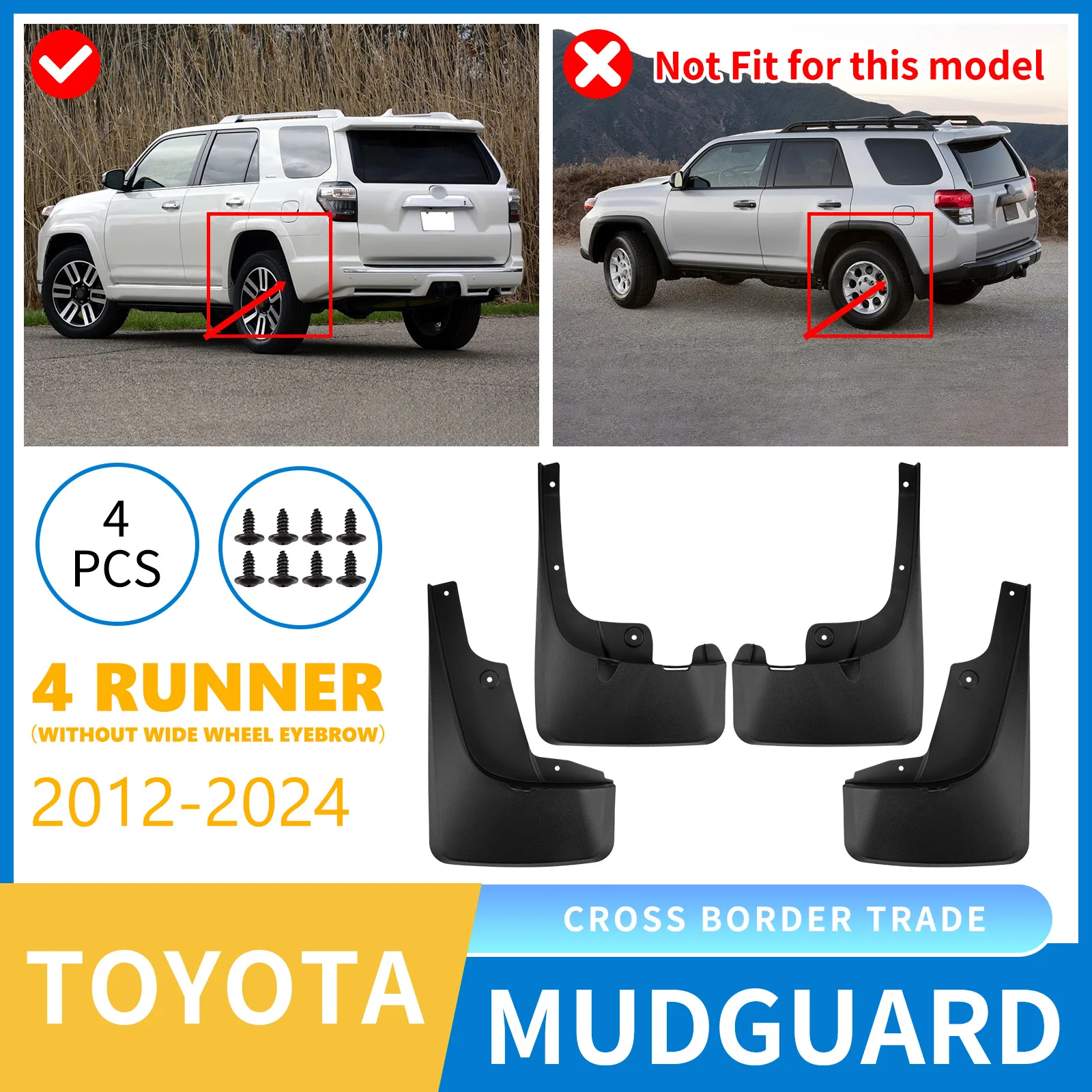 

Suitable for Toyota Speedmaster 4Runner 2012-2024 car fender leather without wide-body wheel eyebrows