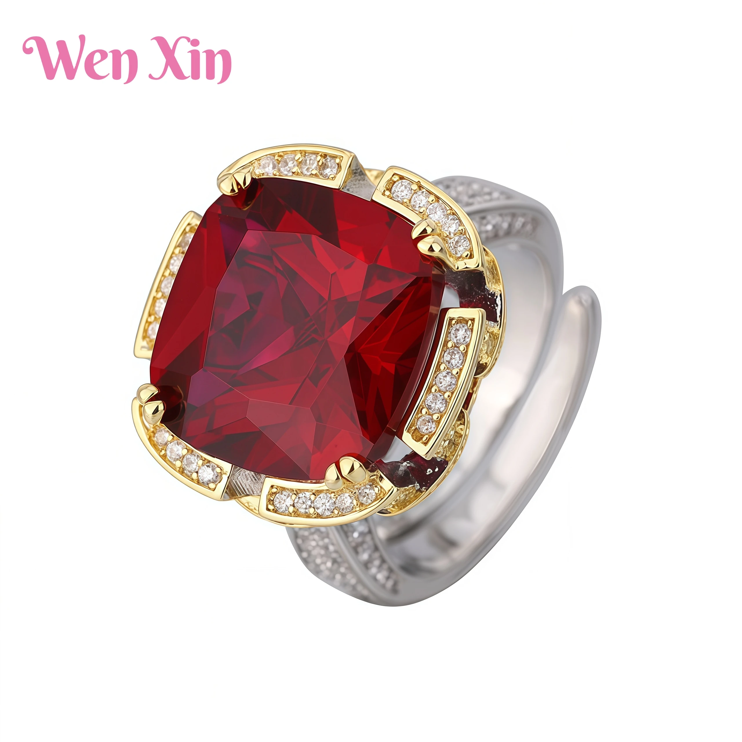 

WENXIN Brand MUSHAN MCT High Quality Square Sashion Ring Elegant Luxury Ring For Women Grown Gemstones Ring Fashion Jewelry
