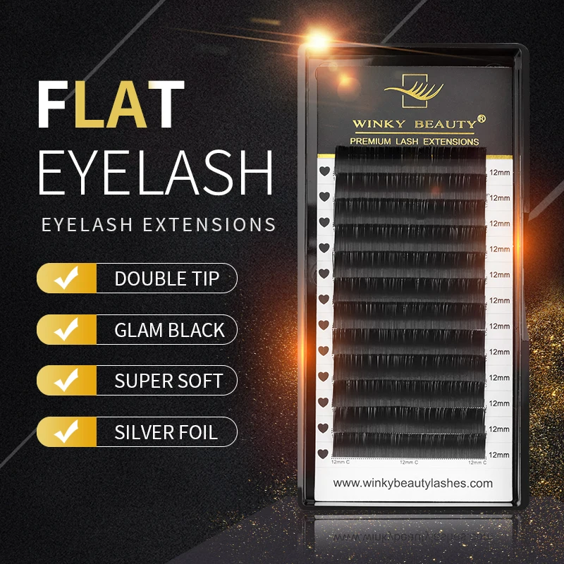 0.15/0.20 C/CC/D Ellipse Flat False Eyelash Extension Matte Split-tips Fake Eyelash Black Flat Ellipse Eyelashes Makeup Lashes