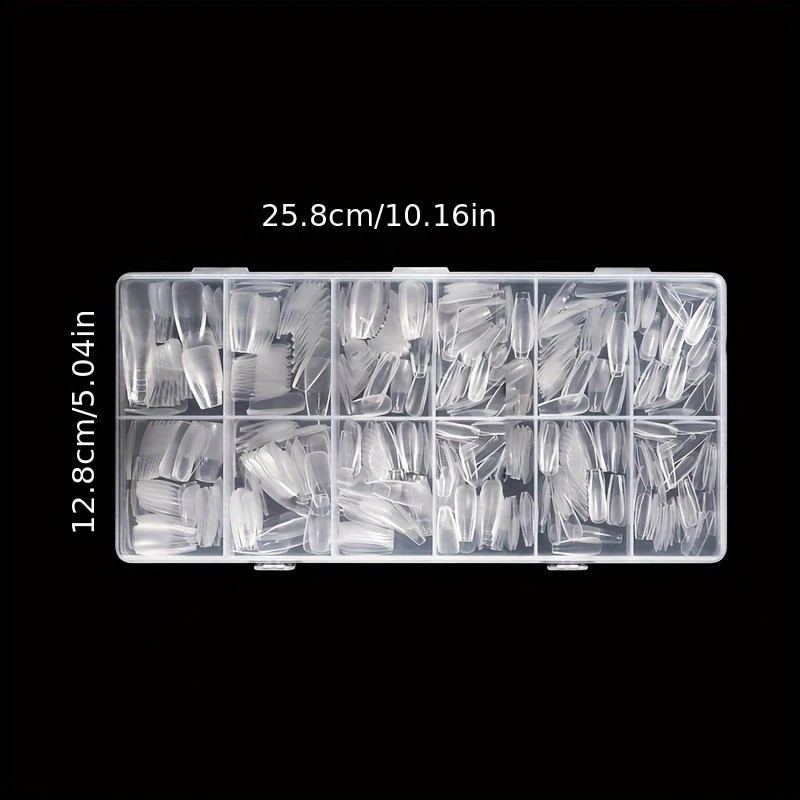 600 mittelgroße mandelförmige Nagelflicken, Mandel-X-Gel-Nagelflicken, transparente künstliche Nägel, vollständig abdeckende Acryl-Nagelflicken für die Nagelverlängerung