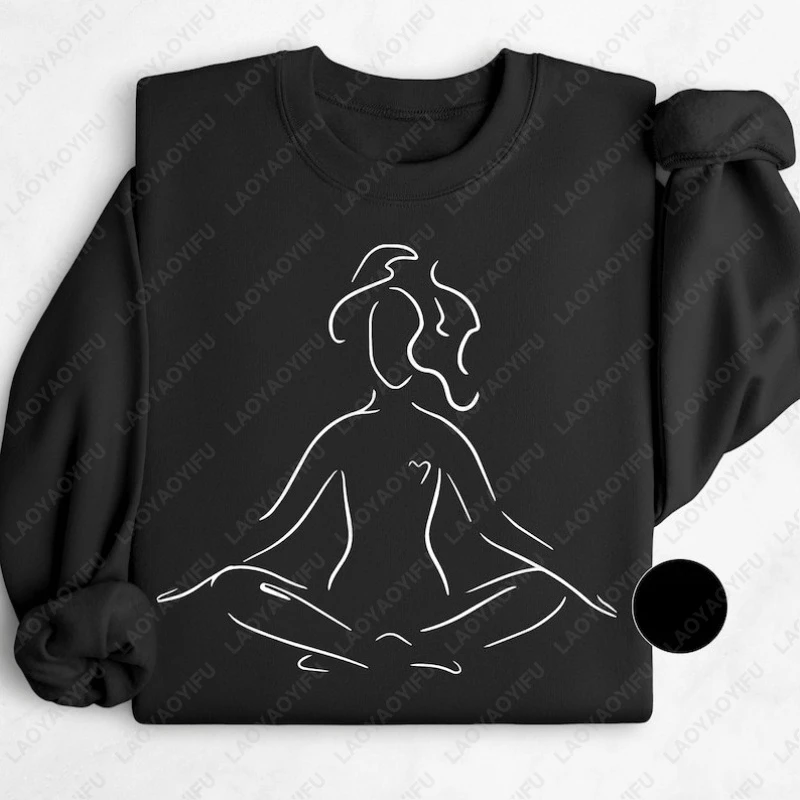 เสื้อโยคะแบบสวมหัว ลาย Namaste สำหรับผู้หญิง เสื้อคอกลมสไตล์เรโทร ตลก ของขวัญสำหรับครูสอนโยคะ เสื้อฮู้ดดี้ Good Vibes สำหรับคนรักโยคะ แฟชั่นแขนยาว