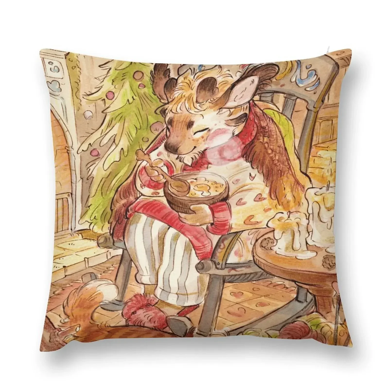 Nisse: Porridge with Butter Throw Pillow Decorative Cushion Decorative Cushions covers for pillows pillow