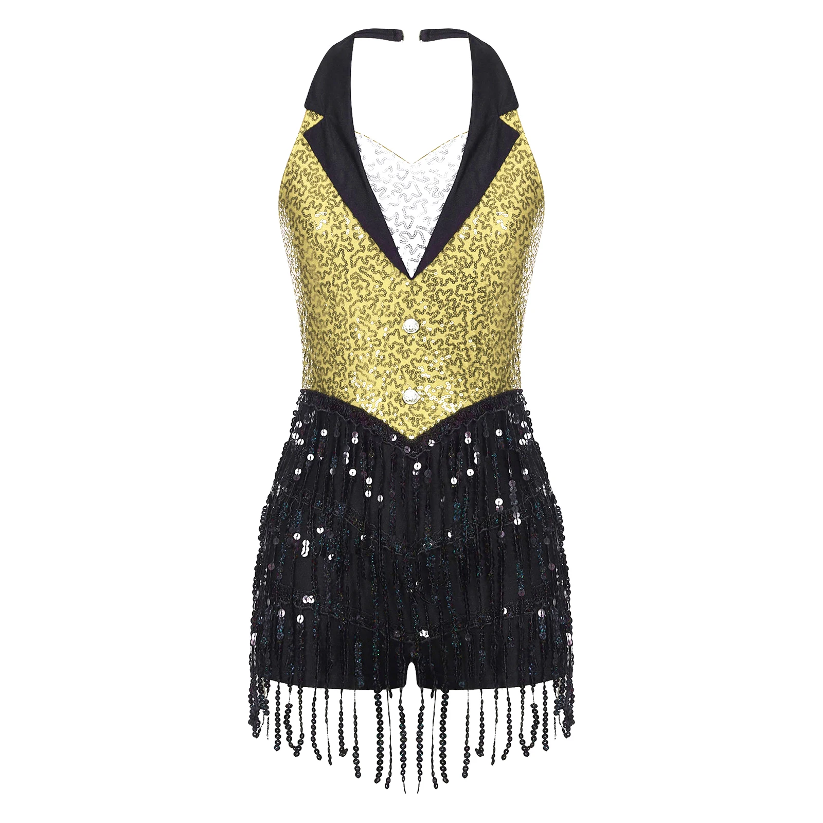 Vrouwen Kwastje Fringe Latin Dans Turnpakje Jurken Pailletten Backless Cha-cha Ballroom Dans Kostuum Omzoomd Swing Unitards Jurk