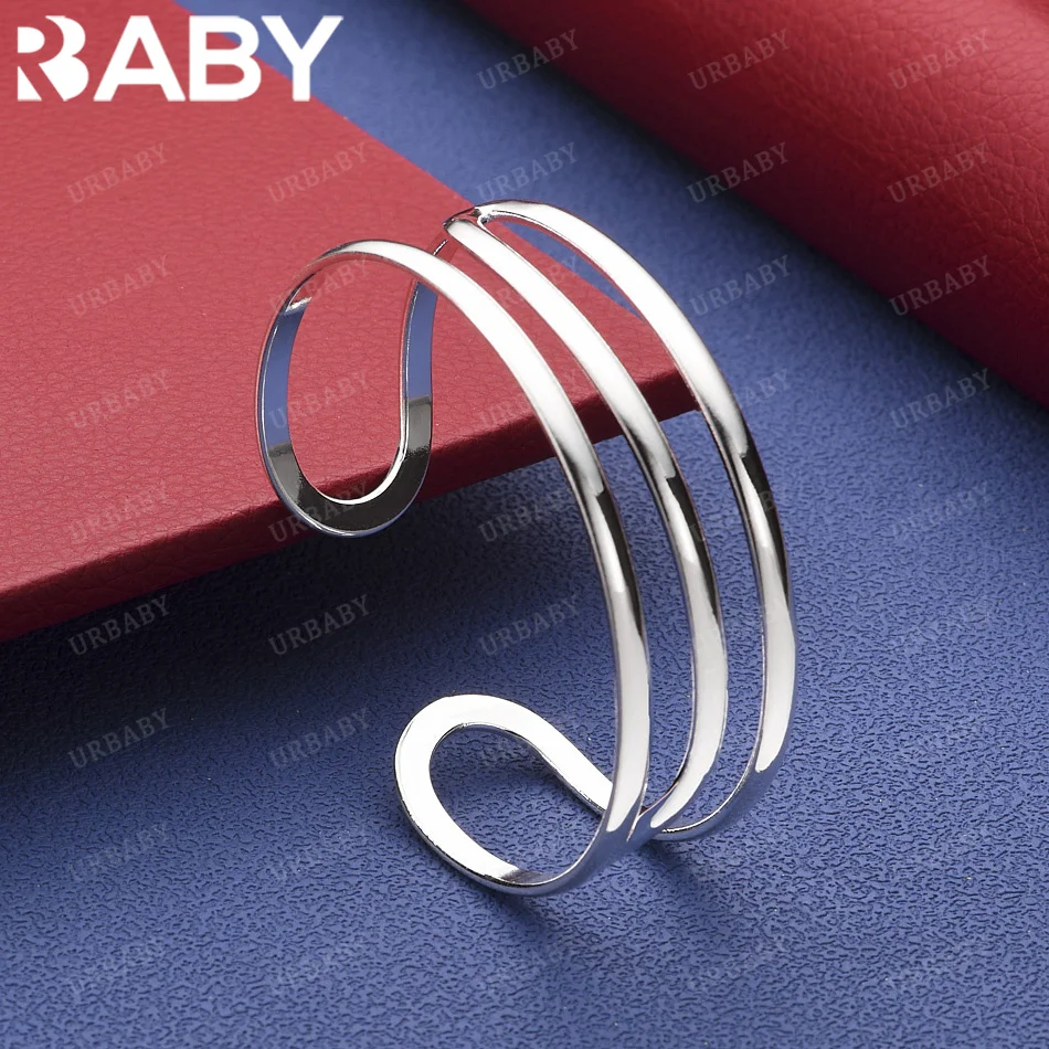 

URBABY 925 Sterling Silver Design Line Bangle Creativity Gifts Street All-match Party And Daily Wear