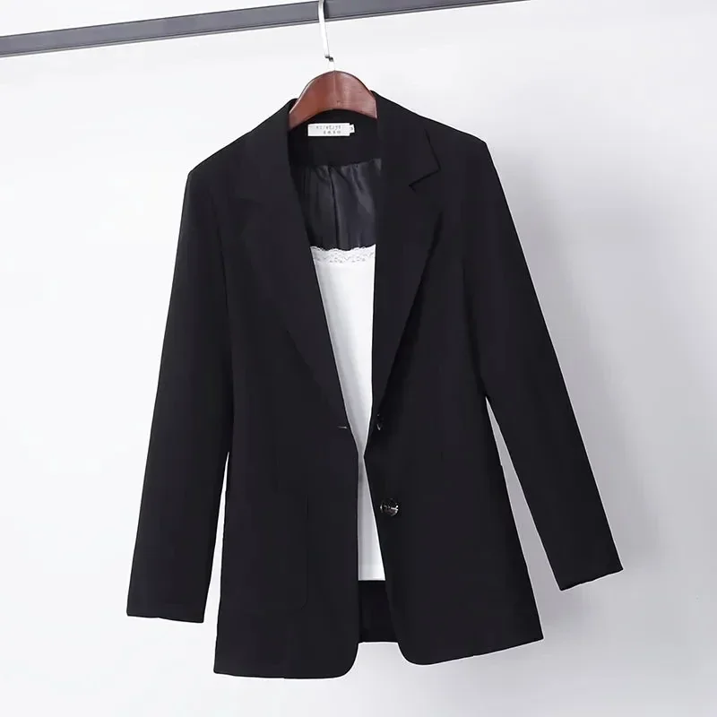Pop Pop 2025 New Women'S Suit Jacket Spring Autumn Women Blazer Korean Women'S Loose Plus Size Jacket Top Long-Sleeved Ladies Sh