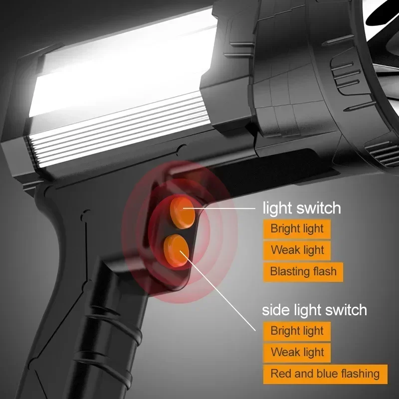 Imagem -02 - Holofote Recarregável de Alta Potência Poderoso Led Work Light Spotlight Lanterna ao ar Livre Lanterna de Acampamento Tocha Power Bank