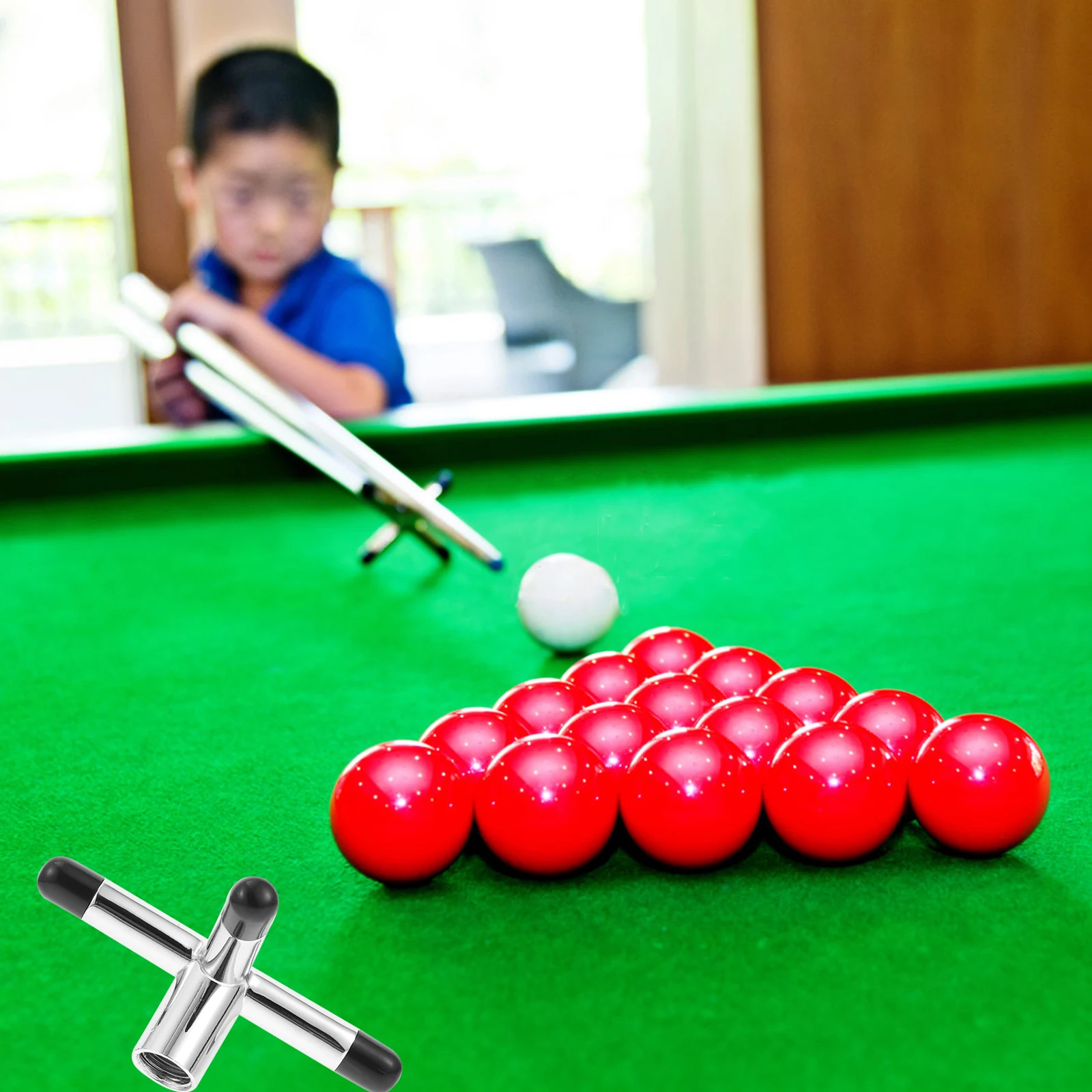 

Metal Pool Cue Cross Bridge Head Billiards Accessory Sturdy Material Stable Structure Professional Use Long Lasting