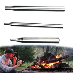 Stainless Steel Blowpipe Pocket Bellow Collapsible Air Blow Stick Campfire Fire Tool Outdoor Bushcraft Camping Hiking Cooking
