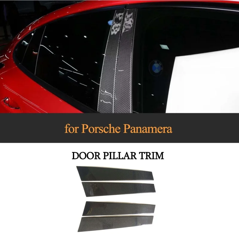 

For Porsche Panamera 971 2017 2018 2019 Exterior Window Central Pillar Posts Cover Sticker Trim Carbon Fiber 4pcs Car Styling