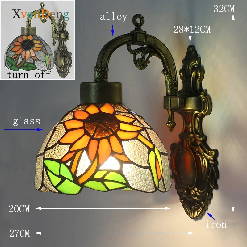 Imagem -02 - Tiffany Retro Wall Lamp Vintage Stained Glass Wall Lights para Casa Borboleta Led Wall Sconce Quarto Banheiro Espelho Luz