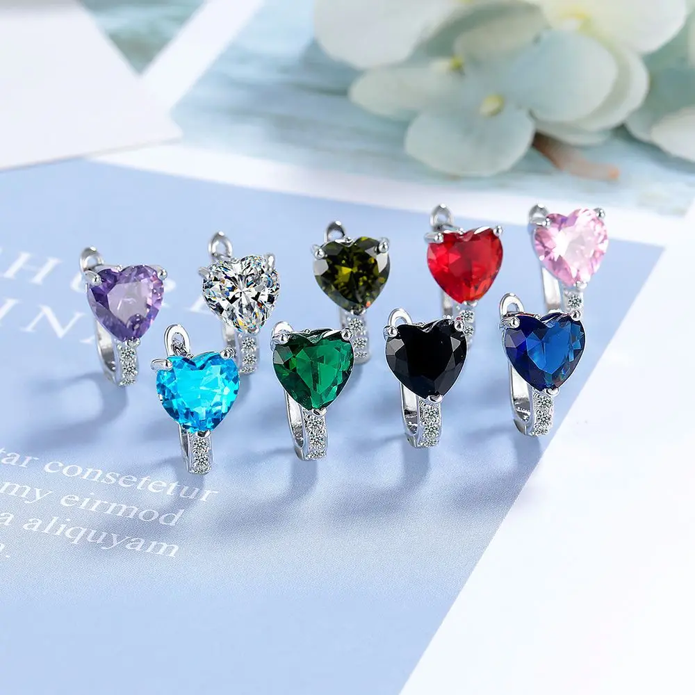 Heart Hoop Earrings for Women Fashion Statement Gemstone Jewelry 2026 Red Genuine Natural Garnet 925 Sterling Silver